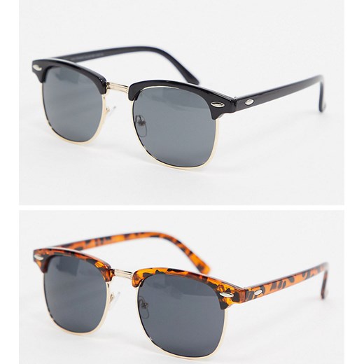 SVNX – Okulary przeciwsłoneczne w stylu retro, 2 pary-Wielokolorowy 7x No Size promocyjna cena Asos Poland