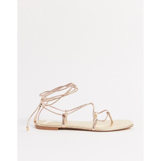 Stradivarius – Złote sandały z wiązaniem-Złoty 40 Asos Poland
