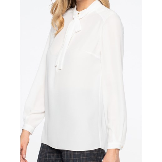 Elegancka biała bluzka z wiązaniem L'AF CRIS 40 wyprzedaż Eye For Fashion