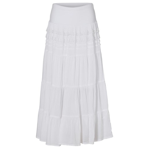 Długa spódnica bonprix bialy bawełniane biały długie spódnice QMHJT Urzędnik 