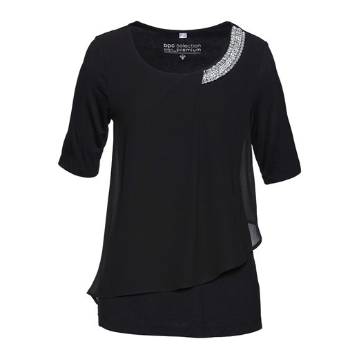 Shirt Premium z wstawką z tkaniny | bonprix Bonprix 36/38 promocyjna cena bonprix