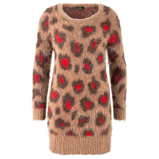 Długi sweter w cętki leoparda | bonprix Bonprix 56/58 bonprix