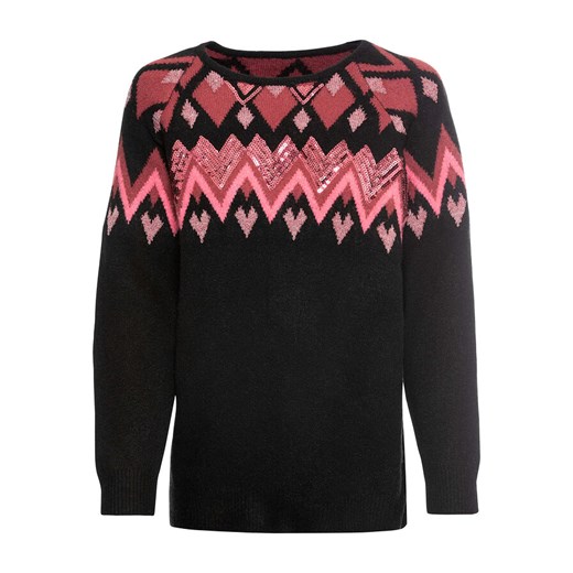 Sweter w norweski wzór z cekinami | bonprix Bonprix 36/38 bonprix
