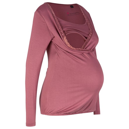 Shirt ciążowy i do karmienia, z koronkową wstawką, długi rękaw | bonprix Bonprix 40/42 bonprix