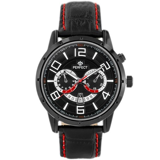 ZEGAREK MĘSKI PERFECT VAINAMO (zp128a) - black/red Perfect uniwersalny timeup.pl