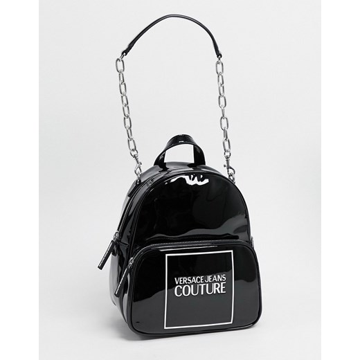 Versace Jeans Couture – Błyszczący plecak z logo-Czarny One Size Asos Poland