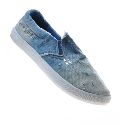 Niebieskie tenisówki slip on z jeansu /D5-2 5023 S098/ Pantofelek24 38 promocyjna cena pantofelek24.pl