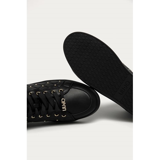 Buty sportowe damskie czarne Liu Jo na platformie wiązane ze skóry ekologicznej 