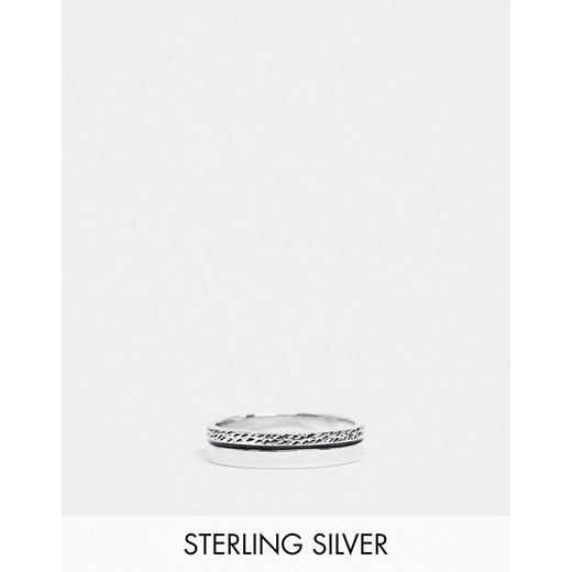 ASOS DESIGN – Teksturowany postarzany pierścionek ze srebra sterling-Srebrny XS Asos Poland