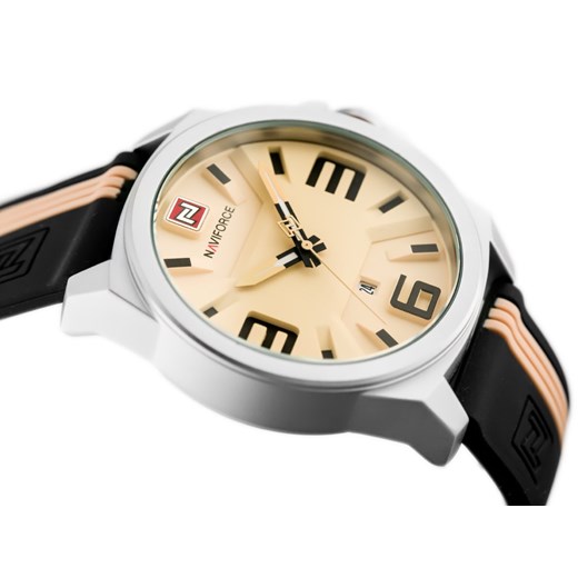 ZEGAREK MĘSKI NAVIFORCE - NF9098 (zn045a) - beige/black Naviforce uniwersalny timeup.pl