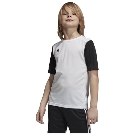 Koszulka dziecięca adidas Estro 19 biało-czarna piłkarska, sportowa 128 - junior promocja kajasport.pl
