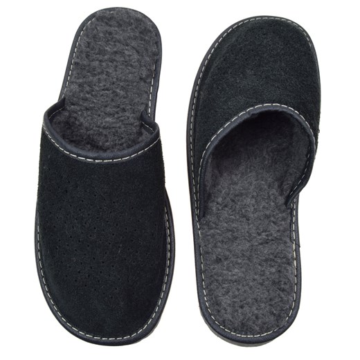 Skórzane pantofle męskie ze sklepu JK-Collection w kategorii Kapcie męskie - zdjęcie 91743628