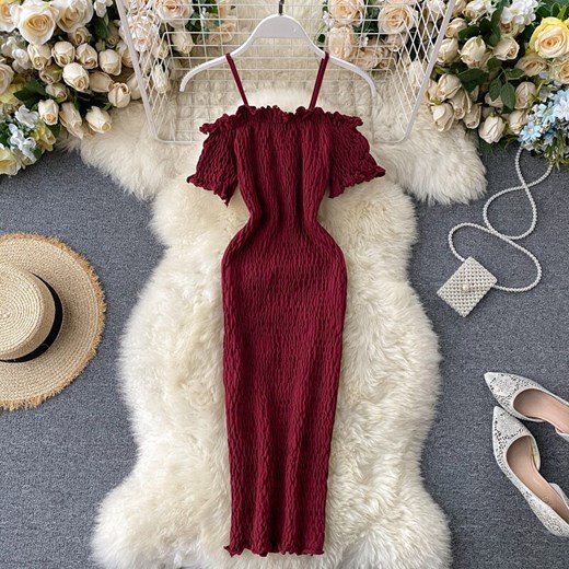 Fitaylor Vintage Slim drapowana Bodycon dzianinowe ramiączko Spaghetti do sukienki Off sukienka na Fitaylor unisize AliExpress promocyjna cena