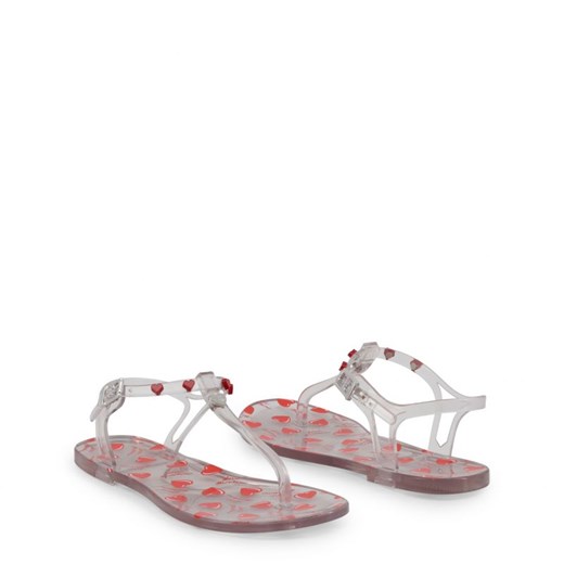 Wielokolorowe sandały damskie Love Moschino z gumy płaskie casual 