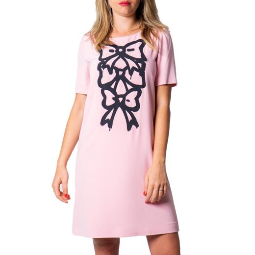Sukienka Moschino różowa z elastanu mini z krótkim rękawem 