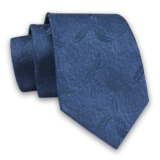 Niebieski Elegancki Męski Krawat -ALTIES- 7cm, Stylowy, Klasyczny, w Tłoczony Wzór KRALTS0507 ze sklepu JegoSzafa.pl w kategorii Krawaty - zdjęcie 91829777