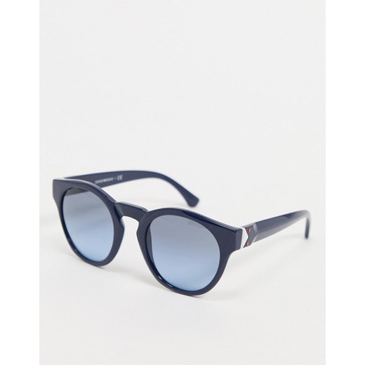 Emporio Armani – Niebieskie okrągłe okulary przeciwsłoneczne Emporio Armani No Size promocyjna cena Asos Poland