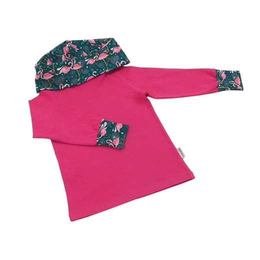 Bluza z komino - kapturem flamingi na szmaragdzie 62/68 Mamaiti 80/86 Mamaiti