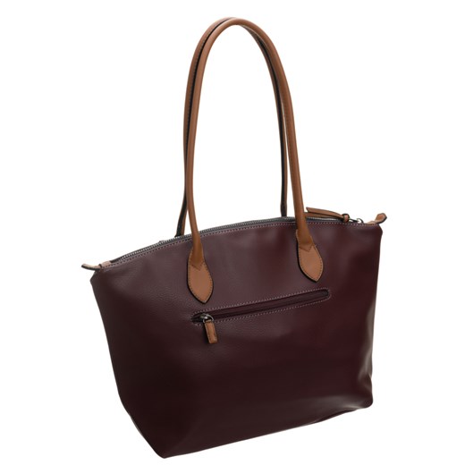 Shopper bag David Jones czerwona matowa duża elegancka ze skóry ekologicznej 