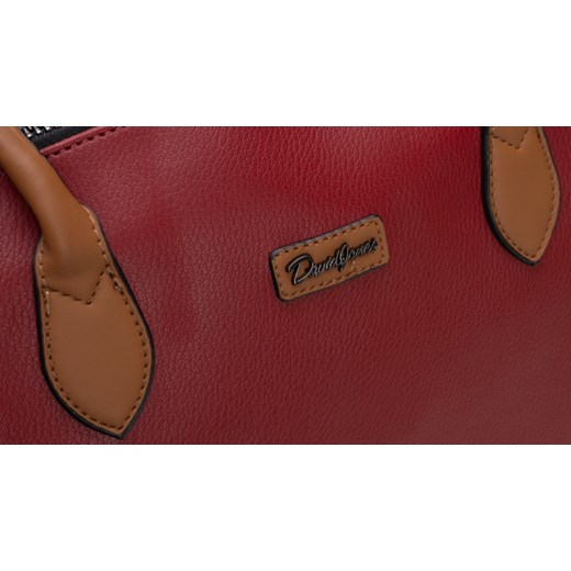 Shopper bag David Jones czerwona ze skóry ekologicznej na ramię matowa duża elegancka 