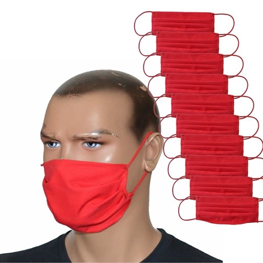 ZESTAW 10 szt. - Maska bawełniana na twarz - czerwona (MMBTCZE10) Miran Array promocyjna cena ZBROJOWNIA