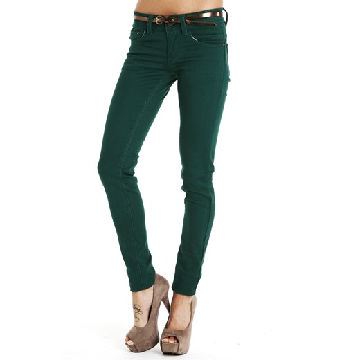Super skinny zielone spodnie z systemem PUSH-UP®