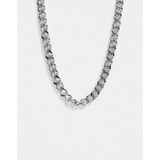 ASOS DESIGN – Krótki gruby łańcuch ze stali nierdzewnej ze srebrną klamrą-Srebrny No Size Asos Poland