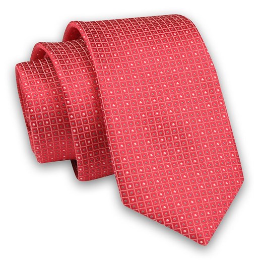 Czerwono-Beżowy Elegancki Męski Krawat -Angelo di Monti- 6 cm, w Kropki, Groszki KRADM1799 ze sklepu JegoSzafa.pl w kategorii Krawaty - zdjęcie 92052736