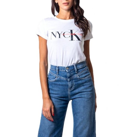 Bluzka damska Calvin Klein na wiosnę z napisami 