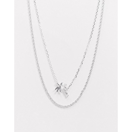 Chained & Able – warstwowy naszyjnik w kolorze srebrnym z zawieszką w kształcie palmy Chained & Able No Size Asos Poland