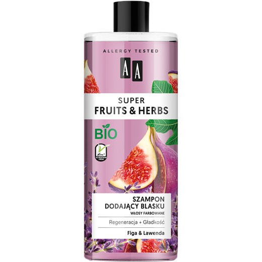 AA SUPER FRUITS&HERBS szampon dodający blasku włosy farbowane figa&lawenda 500 ml Oceanic_sa Oceanic_SA