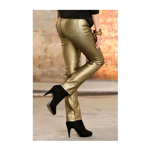 Spodnie ze stretchem kolor złota
