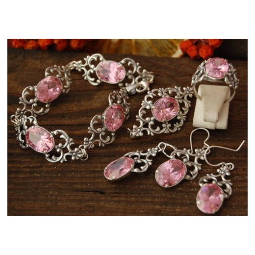 CAMPO - srebrny z różowym kryształem 