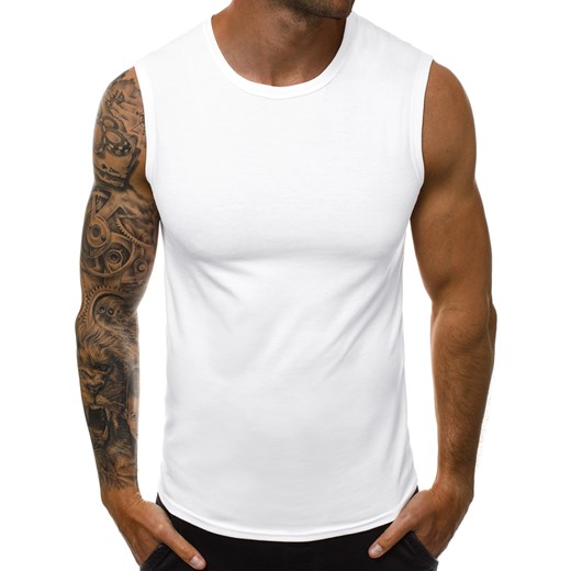 Koszulka bez rękawów męska biała OZONEE JS/99001 ze sklepu ozonee.pl w kategorii T-shirty męskie - zdjęcie 92293637