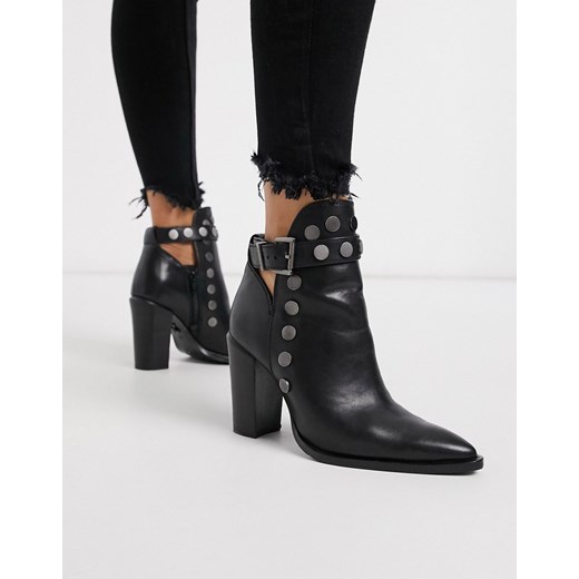 Bronx – Czarne buty do kostki na obcasie z ćwiekami-Czarny Bronx 36 Asos Poland okazja