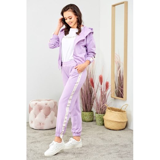 Rozpinana bluza z kapturem i lampasami - lilia - 008 Beewear XL MyLittleHeaven