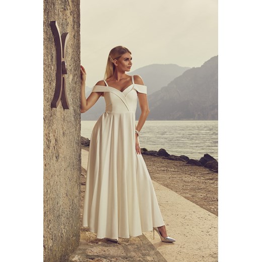 Sukienka Victoria Max ecru(biała) - długa ślubna ze spadającymi ramionkami Nifiko 42 MyLittleHeaven