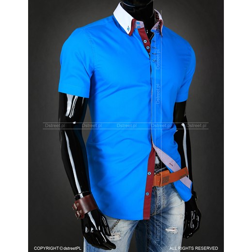 Koszula z krótkim rękawem (kx0489) dstreet niebieski bawełniane