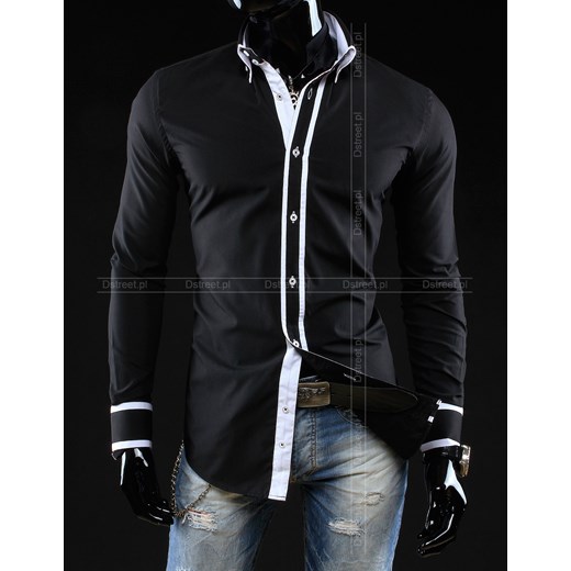 Koszula z długim rękawem (dx0494) dstreet czarny bawełniane