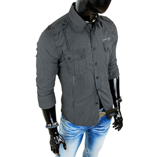 Koszula z długim rękawem (dx0117) dstreet szary bawełniane