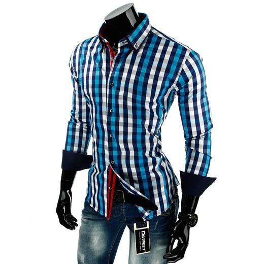 Koszula z długim rękawem (dx0429) - Turkusowy dstreet niebieski bawełniane
