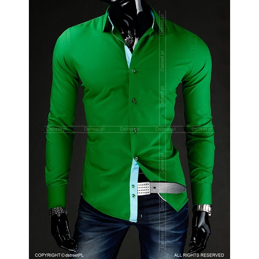 Koszula z długim rękawem (dx0466) dstreet zielony bawełniane