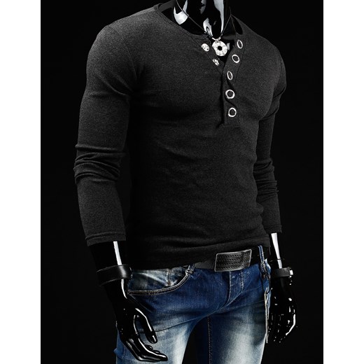 Bluzka z długim rękawem (lx0243) dstreet czarny bawełniane