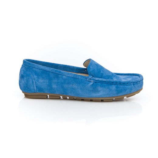 mokasyny damskie - skóra naturalna - model  001 – kolor niebieski welur Zapato 40 zapato.com.pl