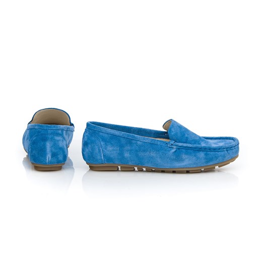 mokasyny damskie - skóra naturalna - model  001 – kolor niebieski welur Zapato 39 zapato.com.pl