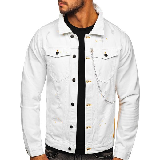 Biała jeansowa kurtka męska Bolf 3-4 L promocyjna cena Denley