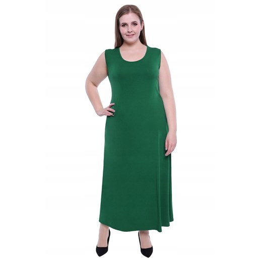 Sukienka zielona maxi z okrągłym dekoltem Odzież Damska OD MHSK