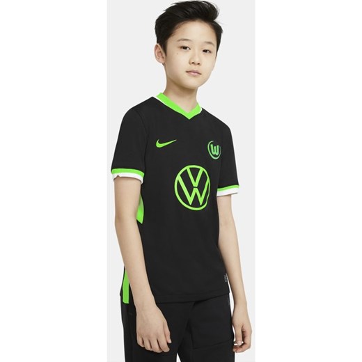 Koszulka piłkarska dla dużych dzieci VfL Wolfsburg Stadium 2020/21 (wersja wyjazdowa) - Czerń Nike M Nike poland