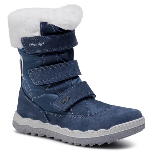 Buty zimowe dziecięce granatowe gore-tex na rzepy śniegowce 