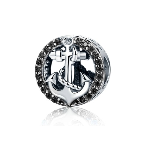 Rodowany srebrny charms pandora kotwica symbol nadziei cyrkonie srebro 925 BEAD076 Valerio.pl
